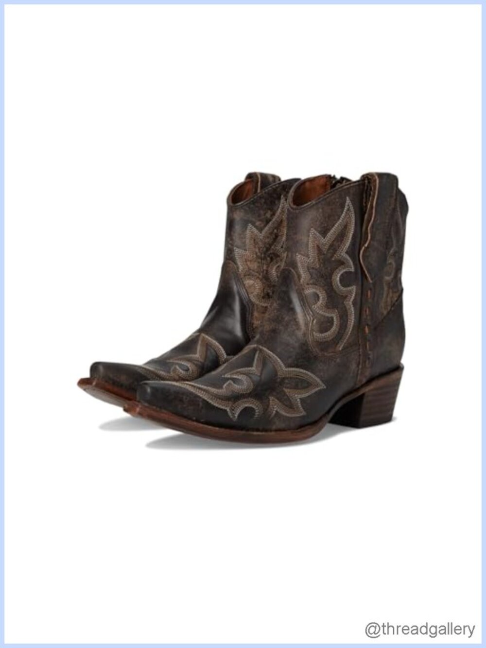Corral Boots Embroidered Leather Ankle Boots Snip Toe Low Heel Western